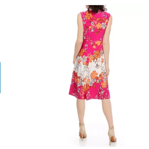Vince Camuto Pink and White Floral Sleeveless Midi Dress, size 10 - Picture 3 of 6